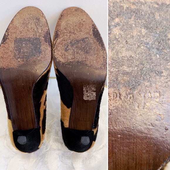Stuart Weitzman Calf Hair Tan Animal Print Heels - Picture 7 of 13